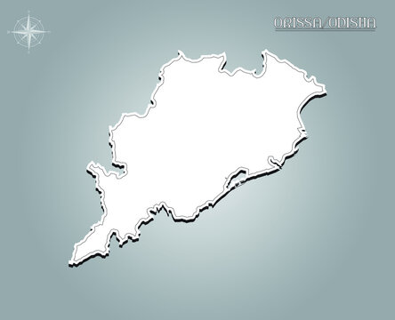 ORISSA map , indian state map black out line with paper cutting on white gradient background map of india copy space illustratuion