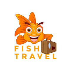 fish travel cartoon logo icon