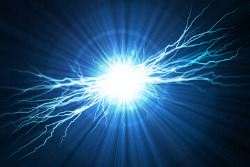 Electric  flash of lightning on a blue background