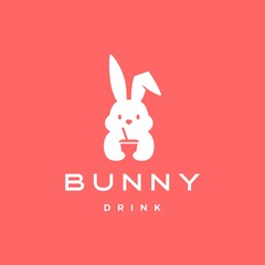 bunny drink logo vector icon illustration