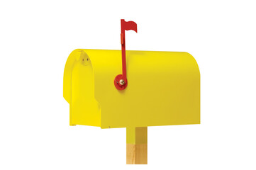isolated yellow american style mail box