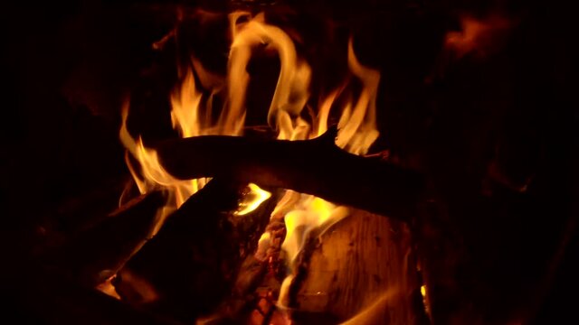 Background wood fire slow motion