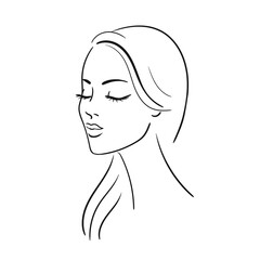 Young woman face. Beautiful girl face isolated on a white background.Stock Vector illustration. Glamour fashion beauty woman face illustration.