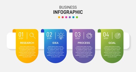 Infographic design with icons and 4 options or steps. Thin line vector. Infographics business concept. Can be used for info graphics, flow charts, presentations, web sites, banners, printed materials.