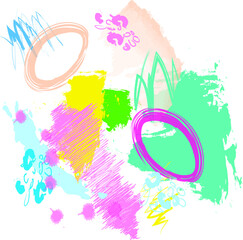 Abstract colorful watercolour  paint brush and  scribble lines pattern background. colorful  nice brush strokes and hand drawn background. cute kids sketch drawing