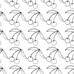 Cherry sketch vector seamless 3