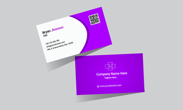 Corporate professional business card. Clean and simple design print ready layout. Personal visiting card with company name and logo.