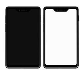Modern smartphone with blank white and blank black screen isolated on white - 3d illustration
