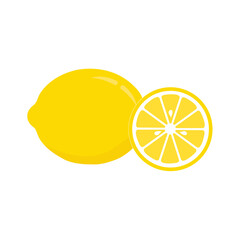 Lemon slices. Fresh citrus, half sliced lemons and chopped lemon.