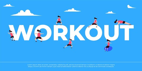 Workout Session Character. Flat Illustration. Yoga and fitness