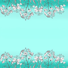 Seamless floral pattern in vintage style. Flowers, leaves and herbs. Botanical illustrations.