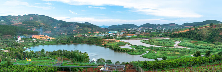 Landscape a suburb corner near Dalat, Vietnam. It cultivates flowers and vegetables to provide food for the highlands