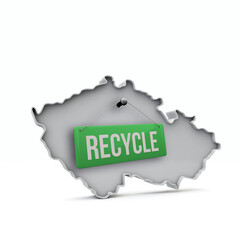 Czech Republic 3D map with green recycle sign. 3D Rendering
