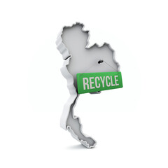 Thailand 3D map with green recycle sign. 3D Rendering