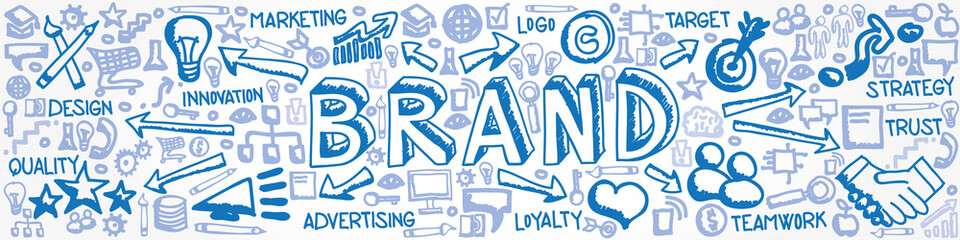 Vector Illustration of Blue Icons with Brand Concept