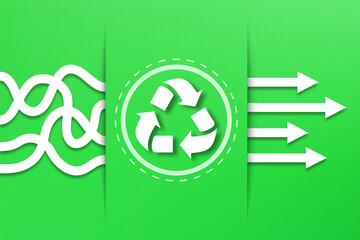 Recycle systems on green background	