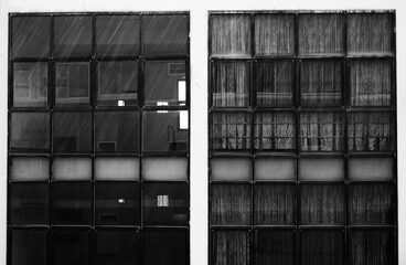 Rows of windows with in the interior of apartment building.