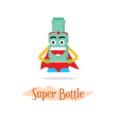 cute bottle hero mascot