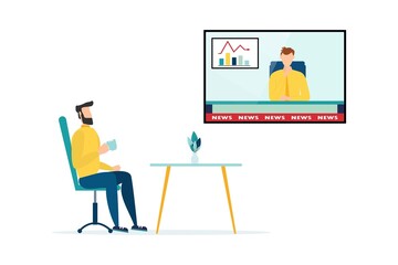 People watching the news, on a white background, vector illustration