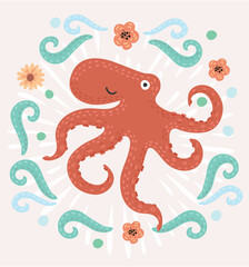 Octopus. Vector illustration octopus on white background