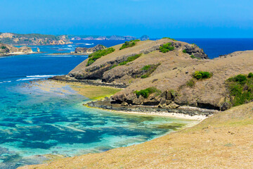 the beautiful coastal scenery in the Kuta, Lombok island