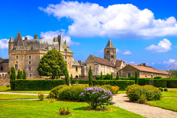 Fototapeta na wymiar beautiful medieval castles of France -Jumilhac le Grand. Périgord, Dordogne