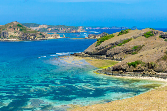 the beautiful coastal scenery in the Kuta, Lombok island