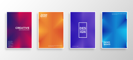 Obraz na płótnie Canvas Set of four Minimal covers design. Colorful halftone gradients.modern background template design for web. Cool gradients. Future geometric patterns. Eps10 vector.