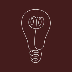 Light bulb continuous line vector illustration with editable stroke.