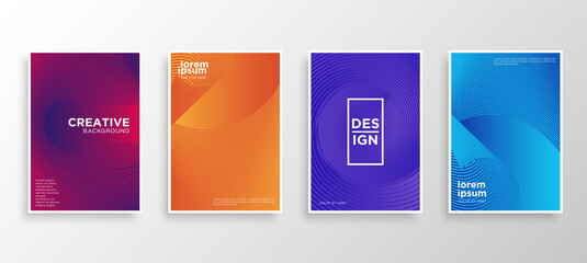 Set of four Minimal covers design. Colorful halftone gradients.modern background template design for web. Cool gradients. Future geometric patterns. Eps10 vector.