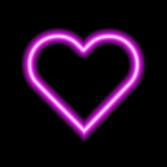 Pink neon heart. Luminous element for your design.
