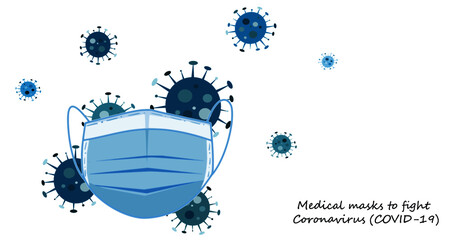 Medical Masks to Fight Coronavirus (COVID-19), safety mask for visus and pm 2.5 Air pollution.
