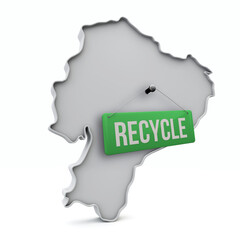 Ecuador 3D map with green recycle sign. 3D Rendering