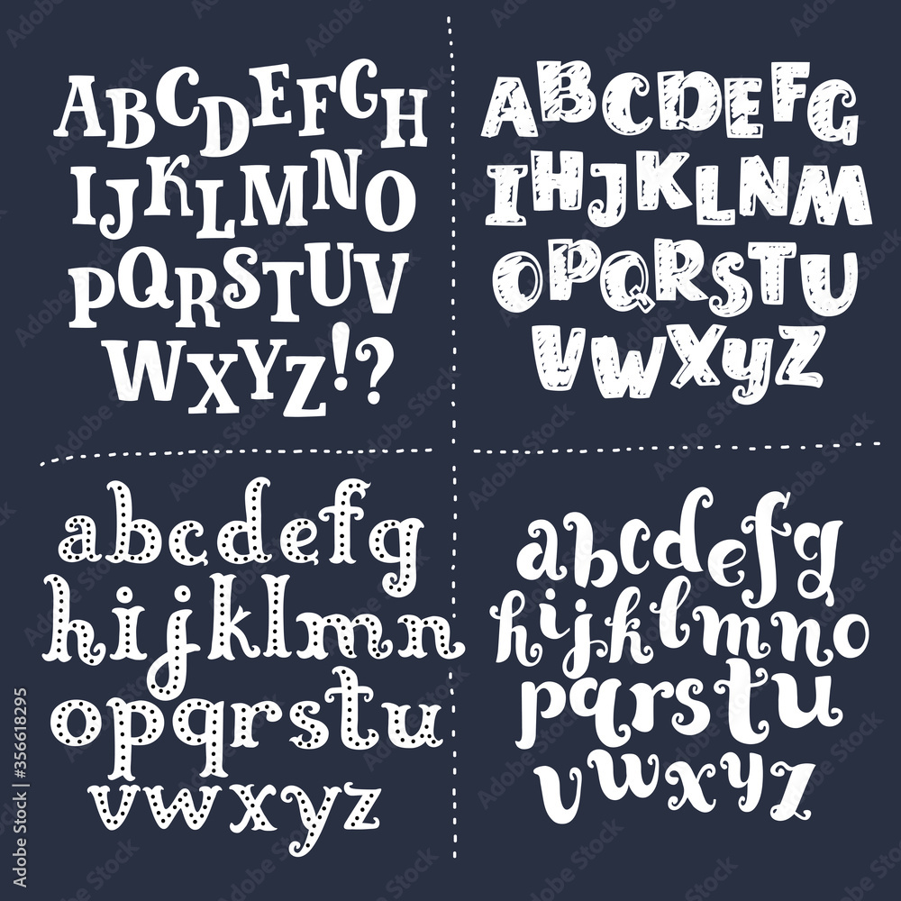 Poster chalkboard alphabet vector font. type letters, numbers and punctuation marks. distressed chalk vecto