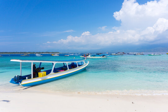 LOMBOK, INDONESIA - 17/09/2016 : Amazing view by the beach in Gili Trawangan island, Lombok, Indonesia