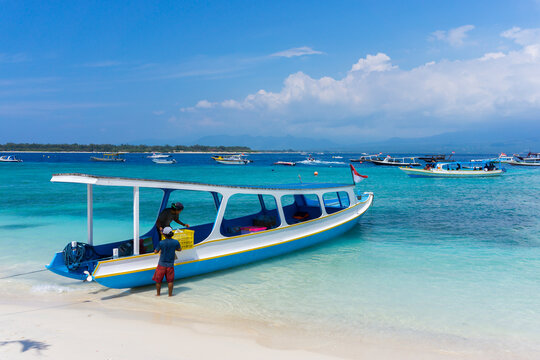 LOMBOK, INDONESIA - 17/09/2016 : Amazing view by the beach in Gili Trawangan island, Lombok, Indonesia