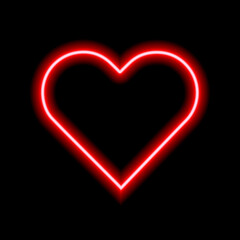 Red neon heart. Luminous element for your design.