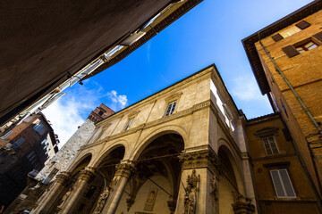 Streets and buildings in Siena, Italy 