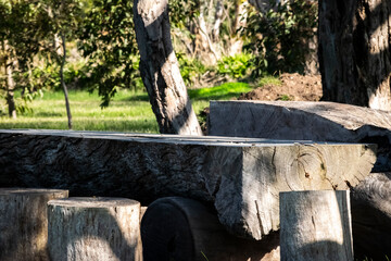 Wooden Block outside Old Mill Dunkeld
