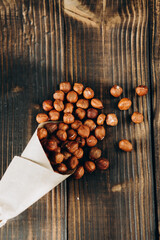 hazelnuts on a dark background