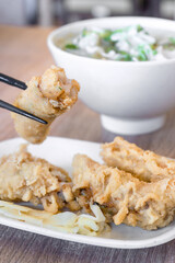 Fried shrimp roll - Taiwanese food cuisine in Tainan, Taiwan restaurant, close up, lifestyle.
