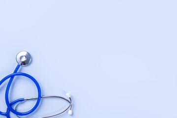 Blue mask - medical equipment with stethoscope, concept of world disease pandemic infection and...