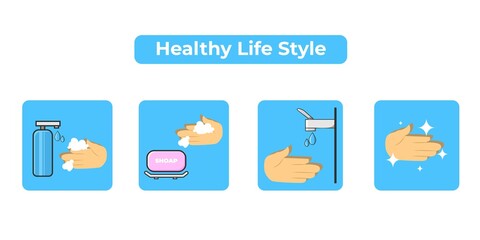 Illustration vector graphic of  Healthy Life Style for prevention action Covid-19 good for social media content and poster design when pandemic accident.