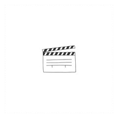 A clapperboard, vector hand drawn icon. Cinema isolated object, cinematography illustration.