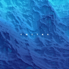 Pattern with stormy waves. Abstract background with dynamic particles. Texture. 3d vector Illustration.