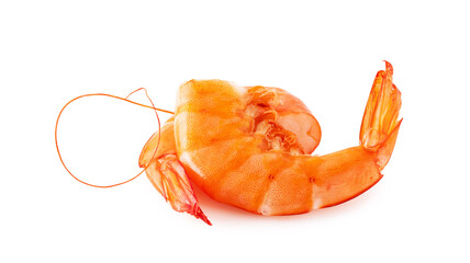 Red cooked shrimps isolated on white background