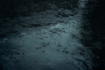 rainy day, raindrops on the asphalt
