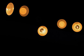 Composition of different lights with a black background.