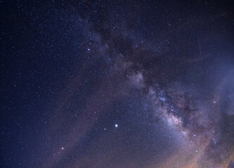 Fototapeta na wymiar Midnight sky with magical light Milky Way or galaxy on a beautiful summer night. Long exposure photograph.