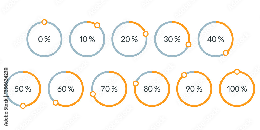 Poster percentage pie chart set. circle percent diagram or chart with progress bar. infographic design temp